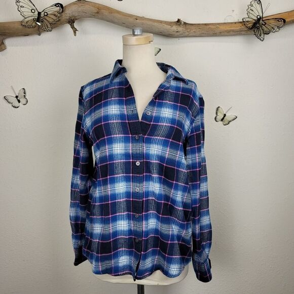 Lands end plaid flannel button up medium weight - Picture 1 of 10